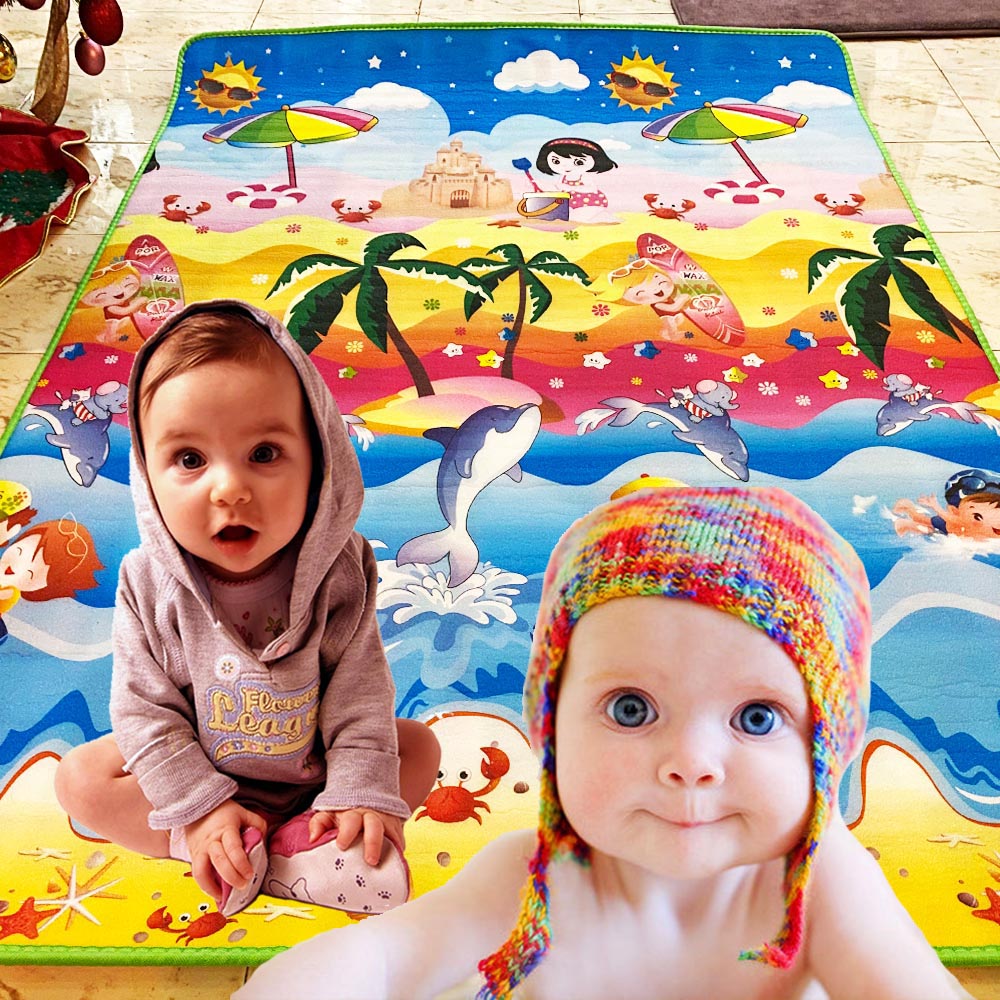 Голямо детско килимче с две лица, топло изолационно, забавно и образователно, 180х150 см, детенце учи