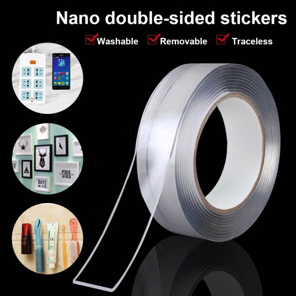Супер здрава двустранна  NANO лента- лепи всичко и навсякъде, прозрачна, Double sided NANO tape, 3 метра, декор25, BF22, нано лента