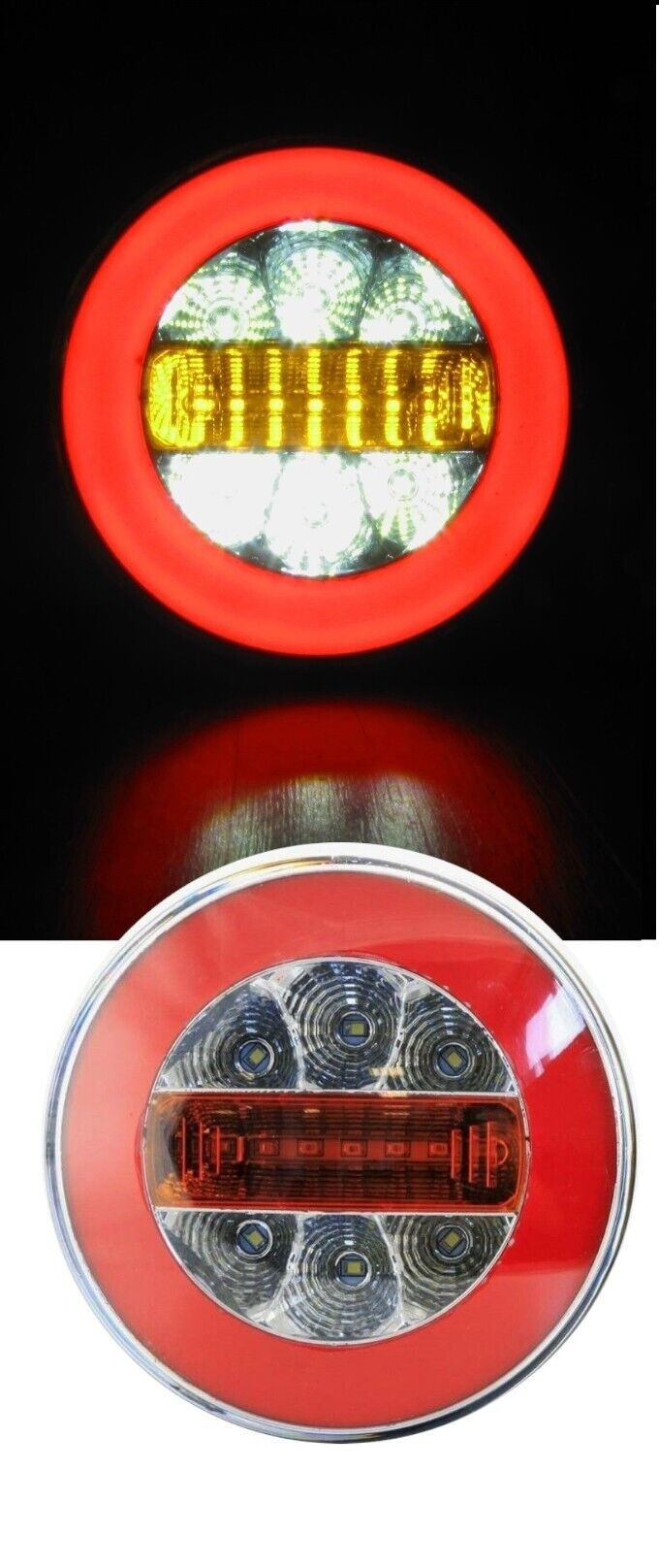1 брой кръгли LED ЛЕД светодиодни стопове задна светлина с Neon неон ефект тип хамбургер 12V Ø14 см
