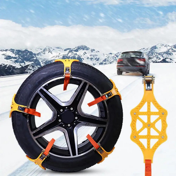 PVC Вериги за сняг с метални шипове А-3675 - Бързи лесни, сигурни авто вериги за сняг, тип прешлен – 8 броя