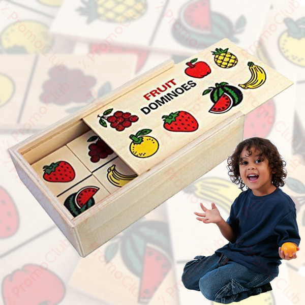 Детска дървена игра ДОМИНО с плодове