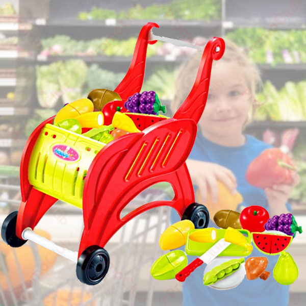 Забавна и цветна детска количка за пазаруване🤩 с зеленчуци и плодове