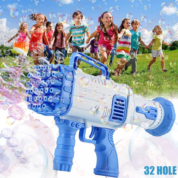 Автомат-базука за сапунени балони  СИН - 32 HOLE BUBBLE GUN BLUE