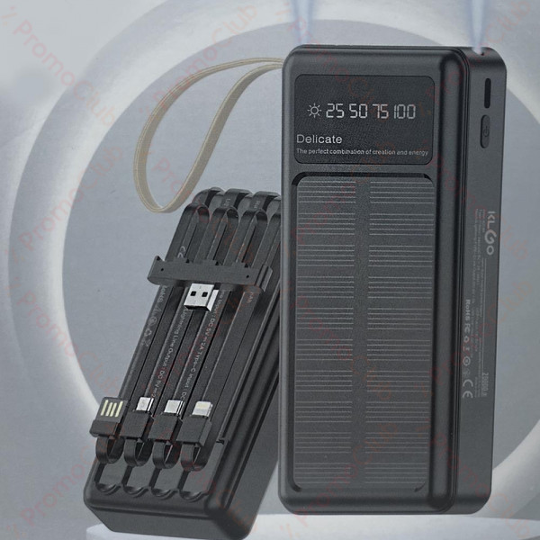 20 000mAh Соларна безжична батерия сLED диспей - Wireless Power Bank KLGO KP-96