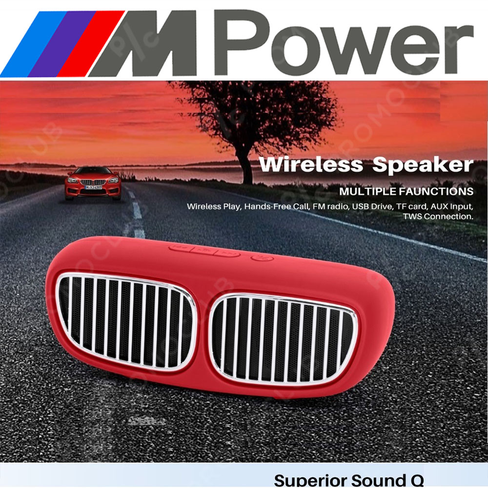 BMW DESIGN RED портативна тонколона, мощна с кристален звук, MP3, SD, AUX