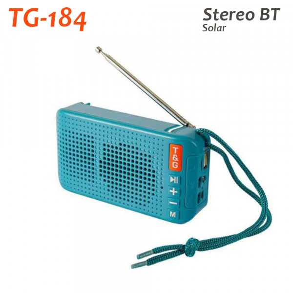 Мощна соларна BT колонка Stereo TG-184 ЗЕЛЕНА - портативна, безжична, поддържа TWS