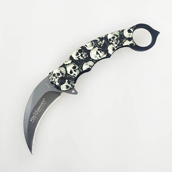 Италиански сгъваем нож FOX KNIFE FA33 - KARAMBIT Skulls