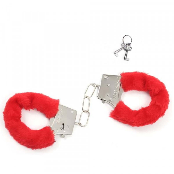 Любовни пухени белезници за крака с 2 ключа - червени