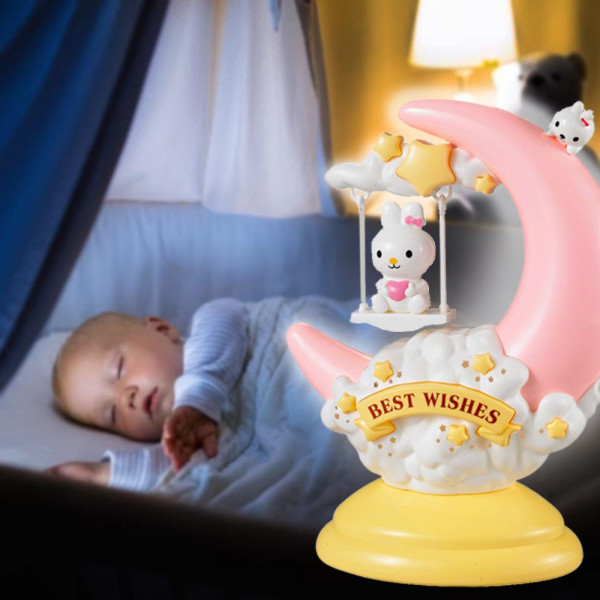Вълшебна LED детска лампа BUNNY MOON LAMP - BEST WISHES GL1803, настолна, BF23