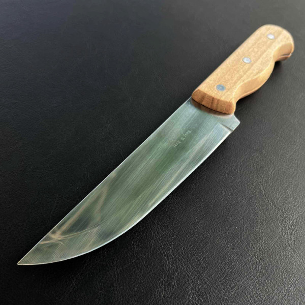 Голям ловен / касапски нож Feng&Feng, неръждаема стомана 3CR13, кания от телешка кожа- бланк