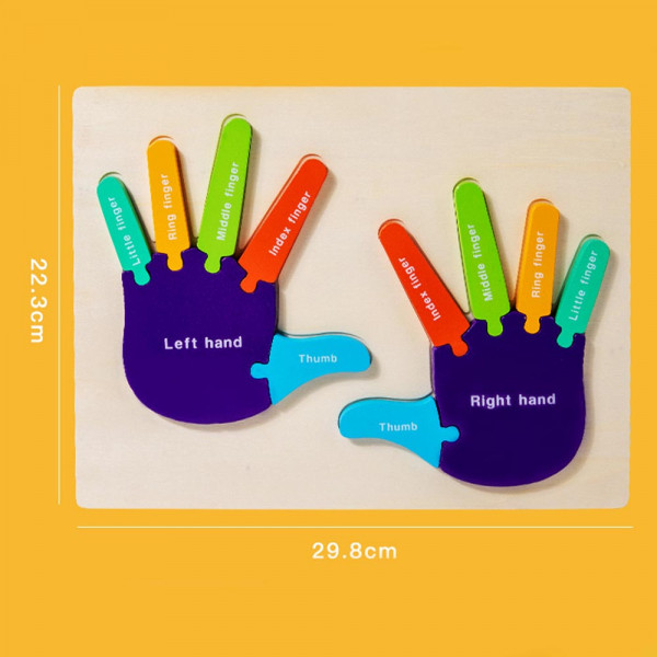 Детски цветен дървен пъзел пръсти на ръцете по метода на МОНТЕСОРИ LCM41, BF23