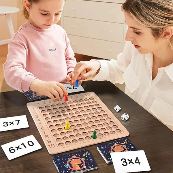 Образователна дървена математическа дъска, детско табло за умножение и събиране  LXZ02-1/2 ✔, BF23