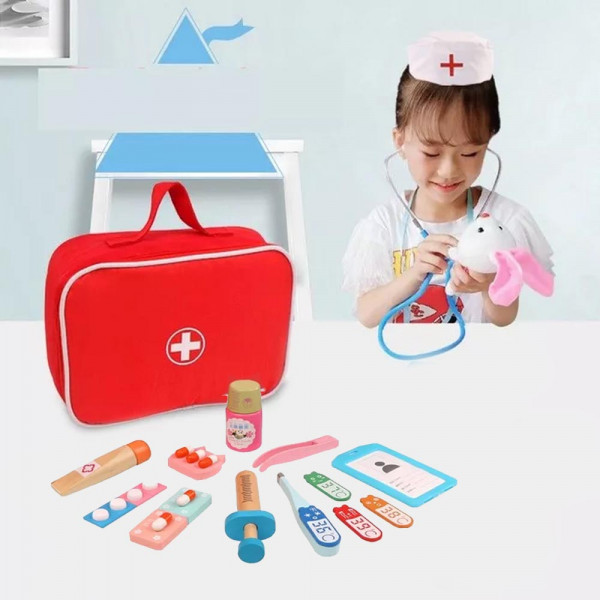 Невероятен детски дървен комплект ДОКТОР🩺- медицински инструменти за деца💉 TL02, BF23