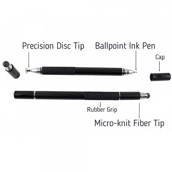 Универсална 3в1 професионална писалка за телефони и таблети - Черен