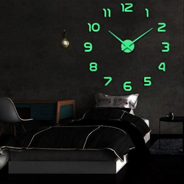 3D Стенен светещ модерен часовник, златист - GOLD, Home Decor Clock 3D, DC-163