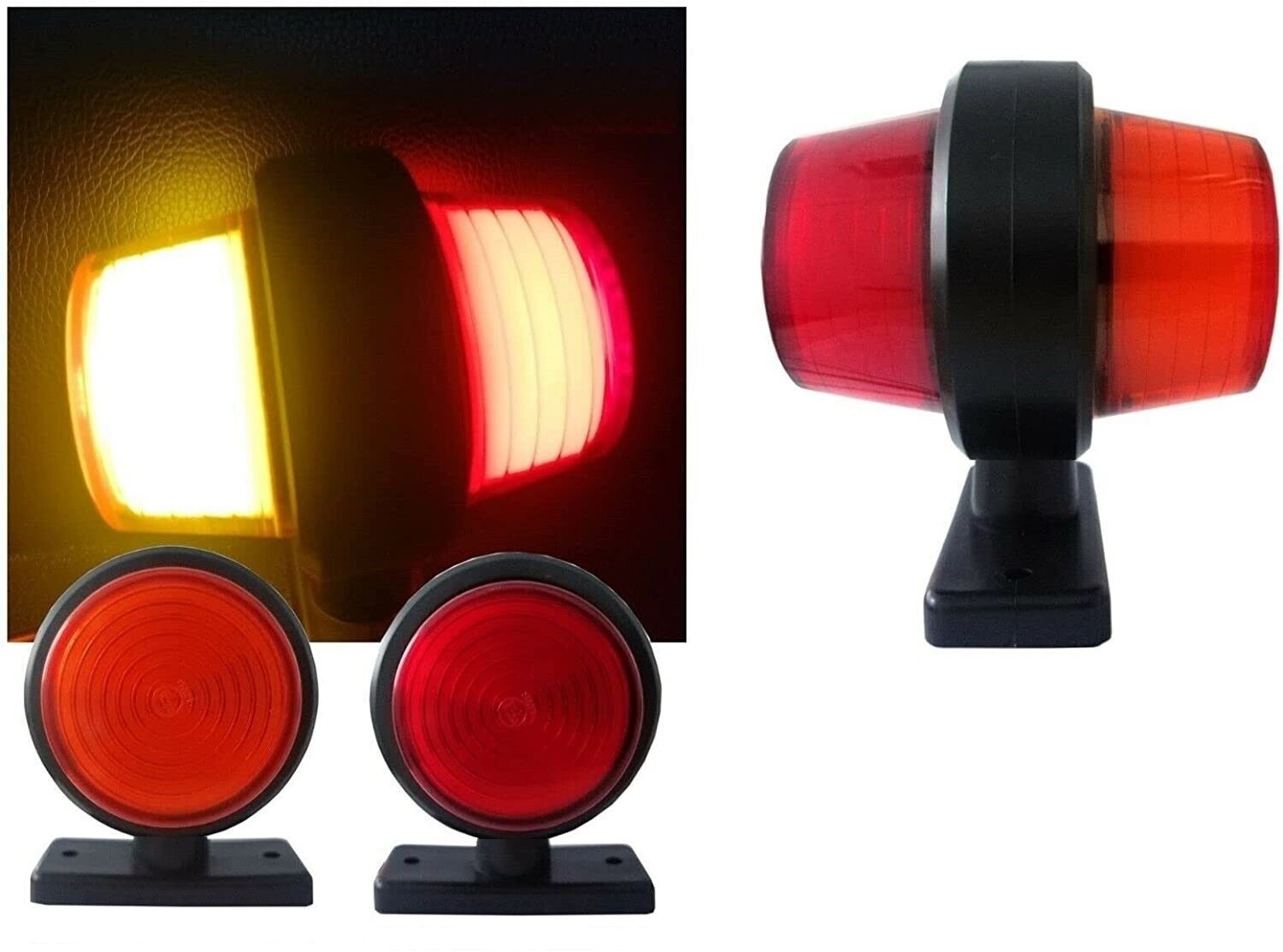 Комплект от 2 броя 12-24V ЛЕД LED Диодни Странични Маркери Рогчета Светлини неон ефект За Камион Ремарке Каравана Кемпер АТВ оранжево-червено