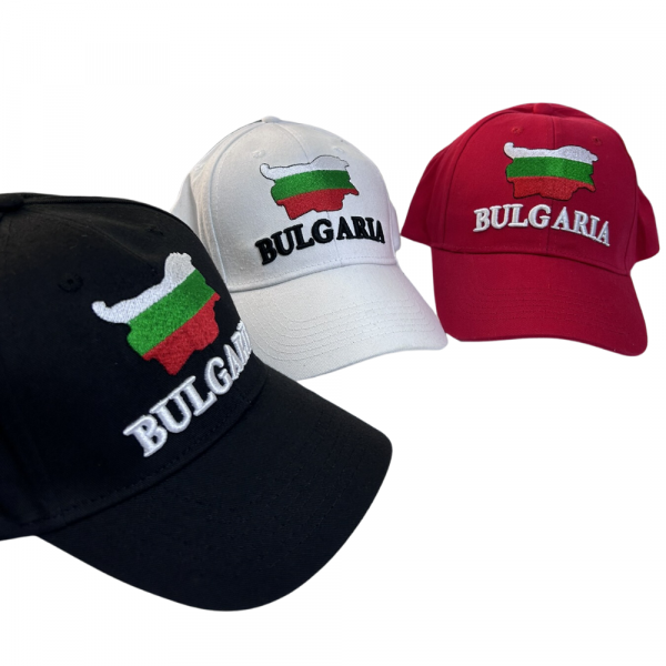 Спортна шапка с козирка с карта и надпис BULGARIA - черна, унисекс