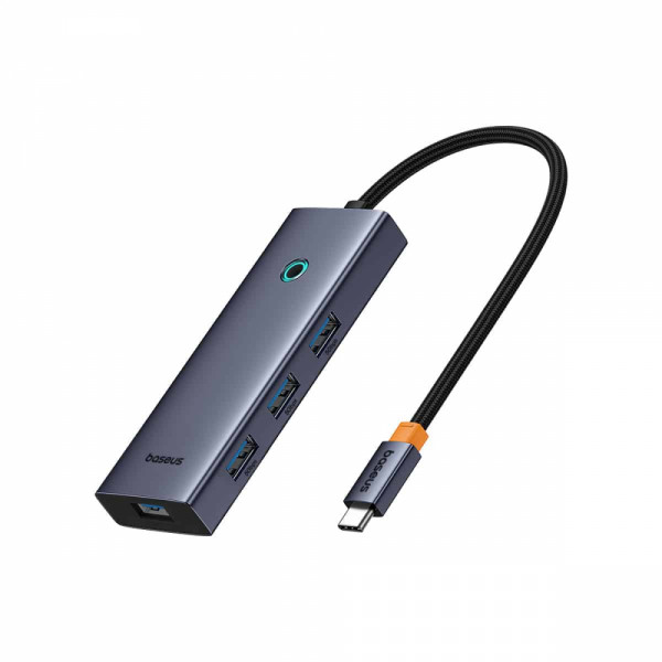 USB хъб Baseus UltraJoy, 5 Порта, Type-C към 4xUSB 3.0, PD, 0.22m, Сив - 12076