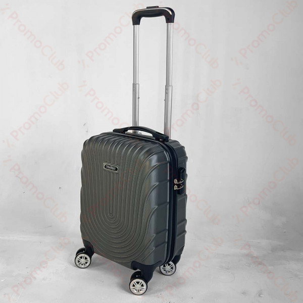 Твърд авио куфар - спинър за ръчен багаж с 4 колела и телескопична дръжка, ABS TRANSIT WAVE със свалящи се колела, GREY
