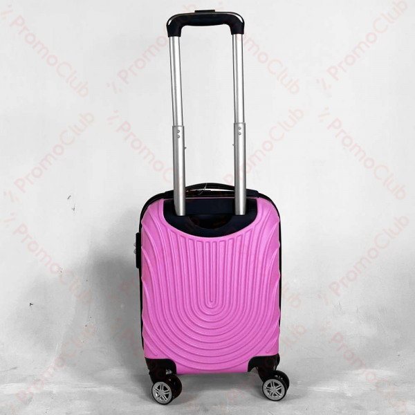 Твърд авио куфар - спинър за ръчен багаж с 4 колела и телескопична дръжка, ABS TRANSIT WAVE със свалящи се колела, PINK