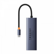 USB хъб Baseus UltraJoy, 5 Порта, Type-C към 3xUSB 3.0, RJ45, PD Сив - 12071