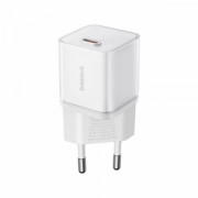 Мрежово зарядно устройство Baseus GaN5S Fast Charger 1C, 30W, 1 x Type-C F, Бял - 40405