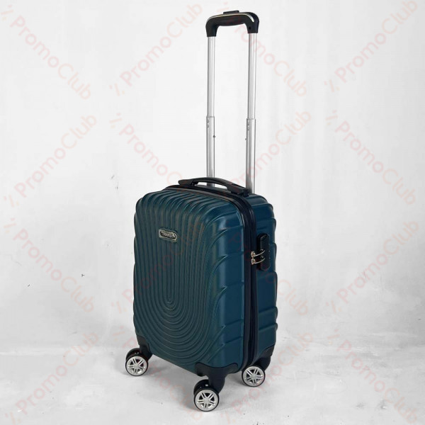 Твърд авио куфар - спинър за ръчен багаж с 4 колела и телескопична дръжка, ABS TRANSIT WAVE със свалящи се колела, GREEN