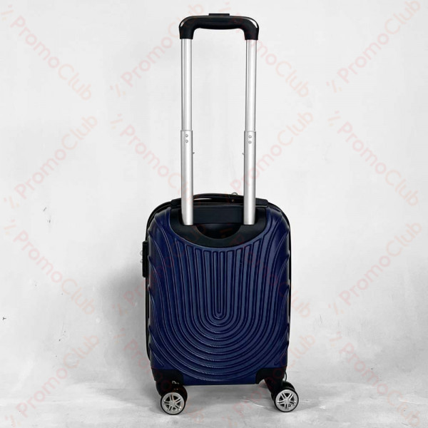 Твърд авио куфар - спинър за ръчен багаж с 4 колела и телескопична дръжка, ABS TRANSIT WAVE със свалящи се колела, DARK BLUE