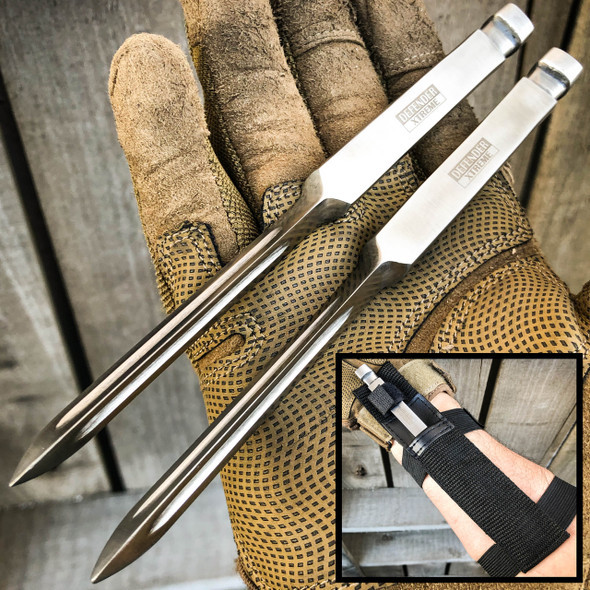 Тактически нож за хвърляне с триъгълно острие DEFENDER XTREME 9096, с kобур за ръката, стомана 3CR13