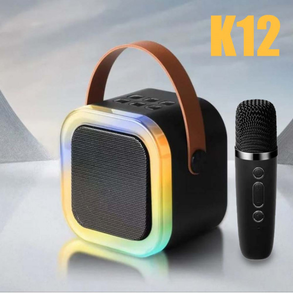 Преносима RGB караоке тонколона K12  с безжичен микрофон - BLACK