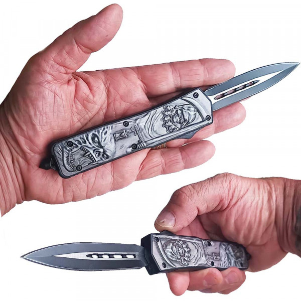 Високотехнологичен американски пружинен нож MICROTECH Grim Reaper Stonewash OTF