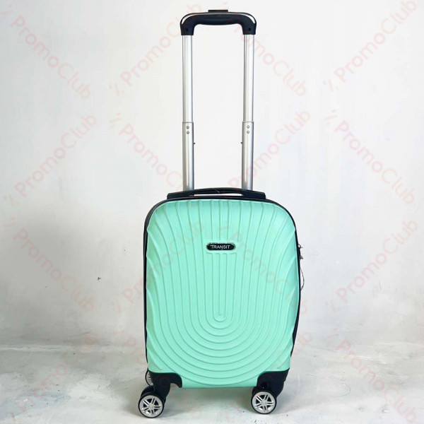 Твърд авио куфар - спинър за ръчен багаж с 4 колела и телескопична дръжка, ABS TRANSIT WAVE със свалящи се колела, MINT