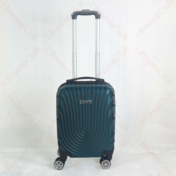 Твърд авио куфар - спинър за ръчен багаж с 4 колела и телескопична дръжка, ABS TRANSIT WAVE със свалящи се колела, GREEN
