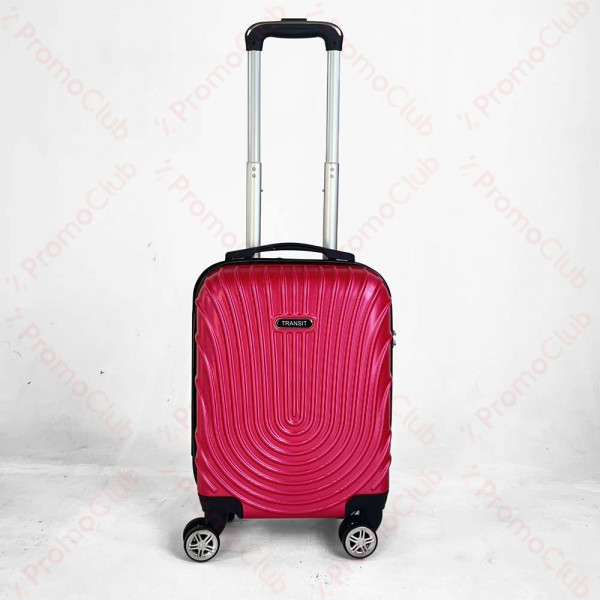 Твърд авио куфар - спинър за ръчен багаж с 4 колела и телескопична дръжка, ABS TRANSIT WAVE със свалящи се колела CYCLAMEN