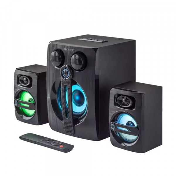 Тонколони Kisonli TM-9000A, Bluetooth, USB, AUX, SD, FM, 12W+2x5W, Черен - 22219