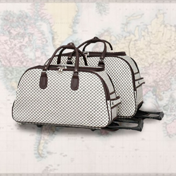 Луксозни пътни чанти с колелца от еко кожа - Travel CHECKERS 2446
