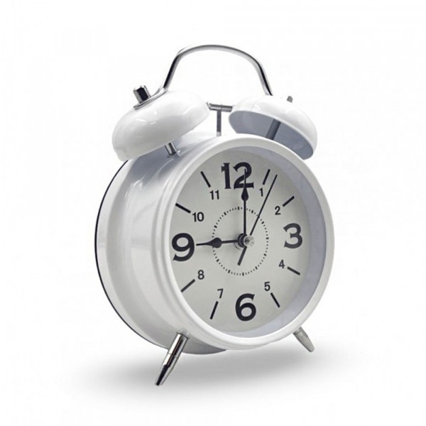 Настолен часовник с будилник и големи цифри -  Бял 668