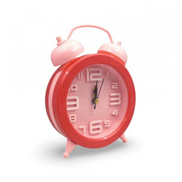 Настолен часовник с будилник и големи цифри -  Розов CD259