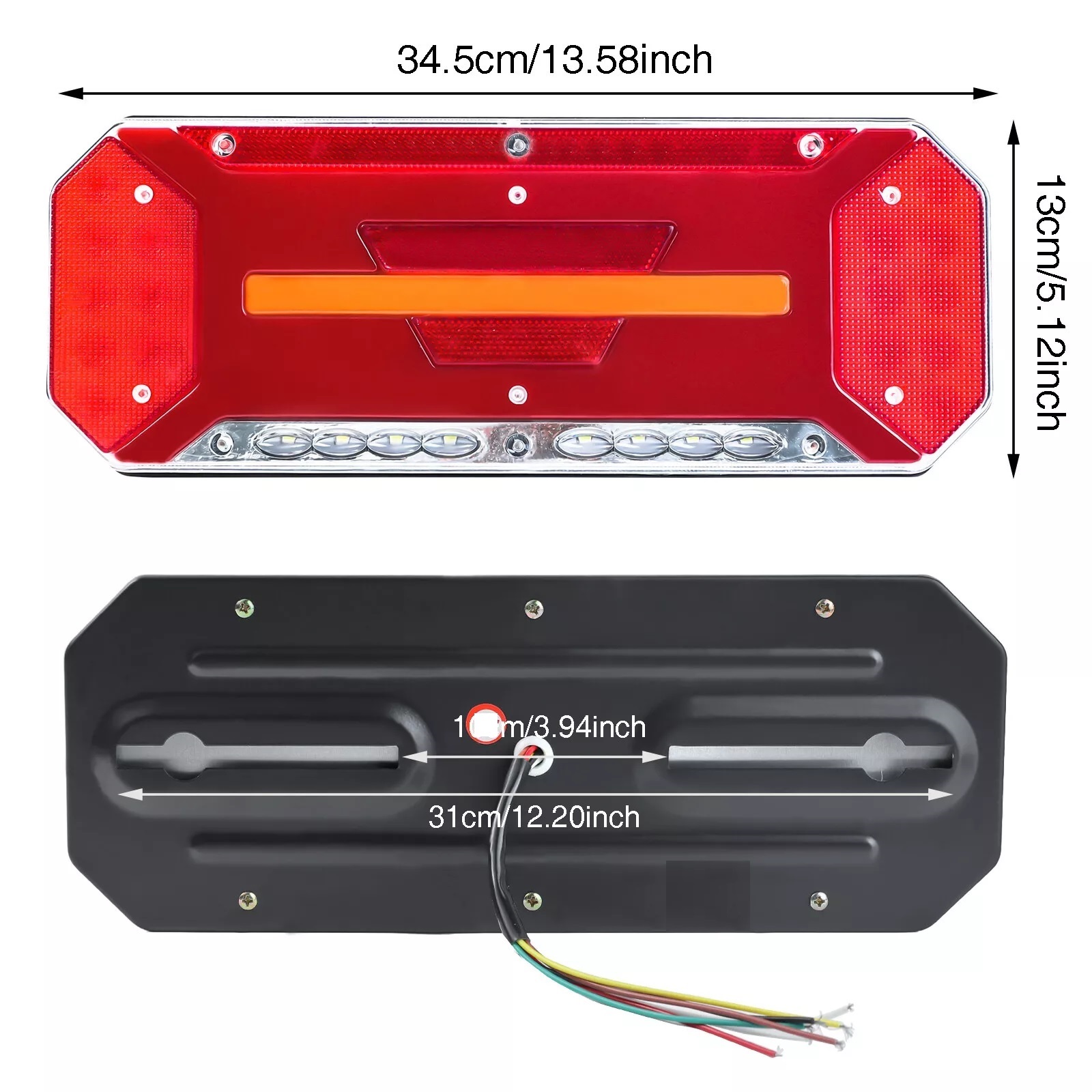 Комплект Диодни Лед LED Стопове 5 функции с Динамичен Бягащ Мигач 12v 24v 346mm x 130mm