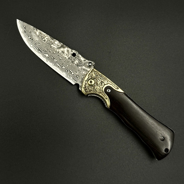 Японски сгъваем нож FOLD DAMASKUS 1612, дамаска стомана VG10/69L, дръжка махагон