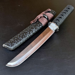 Компактен традиционен меч Wakizashi (SEPUKO) с дървена кания и уплетка, стомана 9Cr13Mov