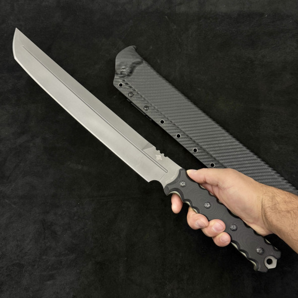 Тежък двуръчен японски меч HOLY SWORD VILLA WAKIZASHI, фултанг стомана US 5160, дръжка G10, кания KSheat carbon, висок клас изделие