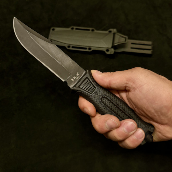 Тактически нож BGOK 2958A BLACK, твърда кания за колан, стомана 420, ловен нож