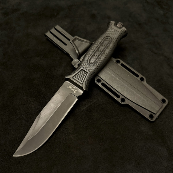 Тактически нож BGOK 2958A BLACK, твърда кания за колан, стомана 420, ловен нож