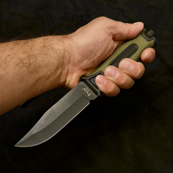 Тактически нож BGOK 2958B GREEN, твърда кания за колан, стомана 420, ловен нож