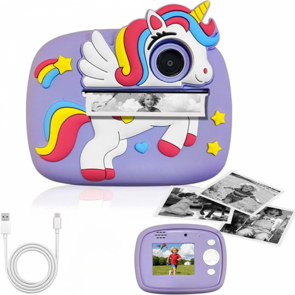 📸 Детски Фотоапарат с Мигновен Печат – Lilac Unicorn. Ново поколение забавление!