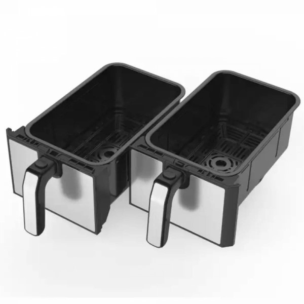 ДВОЕН  Airfryer JUST PERFECTO JL10 CHROME XXL 8 литра с книга 170 рецепти на български – 1700W, 8-в-1, без пържене с олио