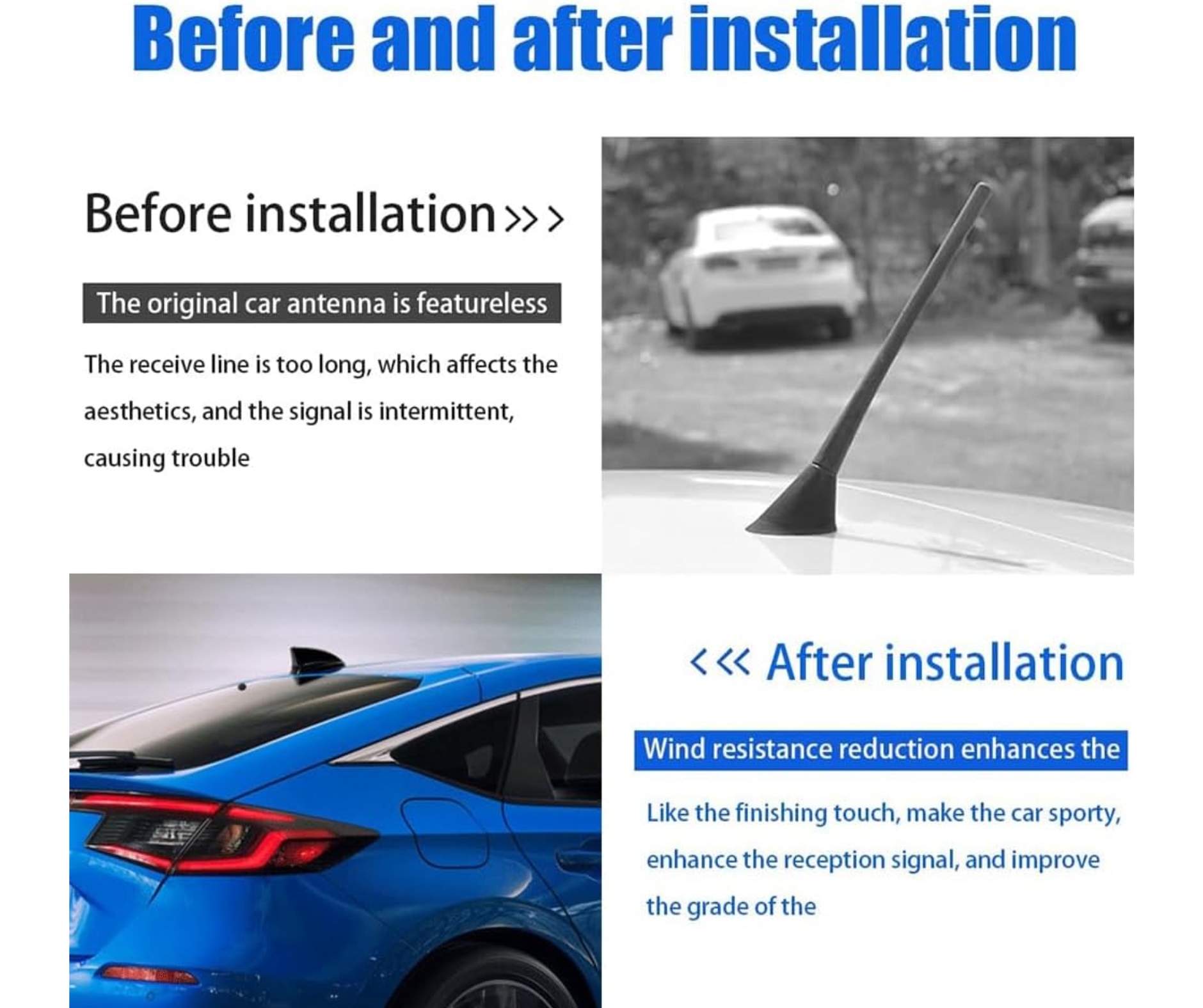 Автомобилна антена тип акулова перка с вграден усилвател – активна, универсална, подобрява сигнала, сива