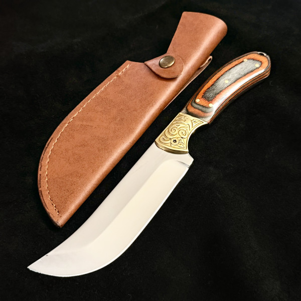 Руски ловен нож ОХОТНИК Ориент 354, фултанг стомана 9Cr13Mov, кожена кания