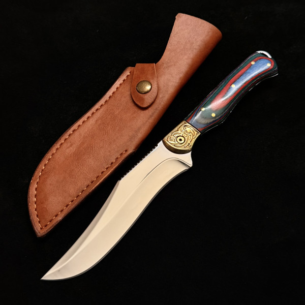 Руски ловен нож ОХОТНИК Ориент 363, фултанг стомана 9Cr13Mov, кожена кания